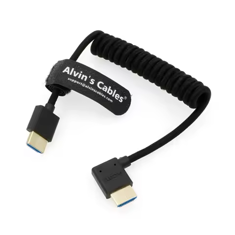8K 2.1 HDMI High Speed Braided Coiled Cable Straight to Right Angle for Atomos Ninja V, Portkeys BM5