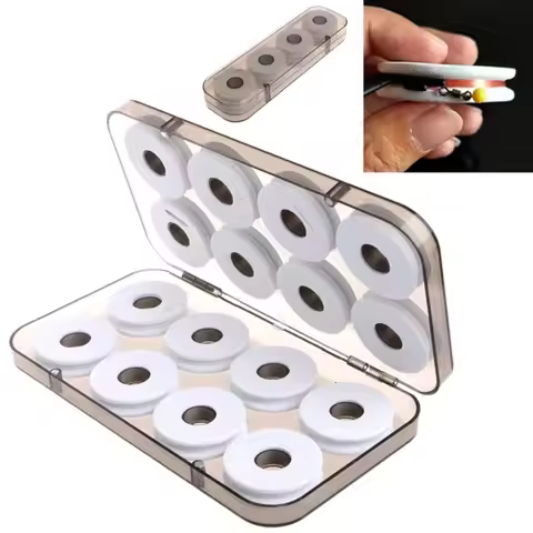 8/16Pcs Translucent Fishing Tackle Box Magnetic Design Spools Line Box Fishing Line Shaft Bobbin Fis