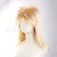 Men Women Long Straight Orange 70S80S Heavy Metal Rocker Wig Disco Mullet Wig #