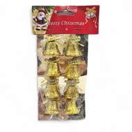 Christmas Bell Decoration 3cm Contents 8 OPP Carved Gold Merry Christmas P24/27