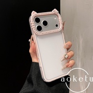 Diamond inlaid Cat's ears (Steamed cat-ear shaped bread) is suitable for Apple 17promax pink phone c