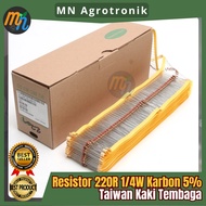 X10 Resistor 220R 220 Ohm 1/4W 5% Carbon Copper LegOriginal