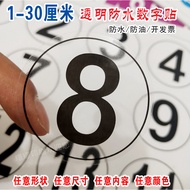 Waterproof Number Sticker Number Sticker Round Transparent Sticker