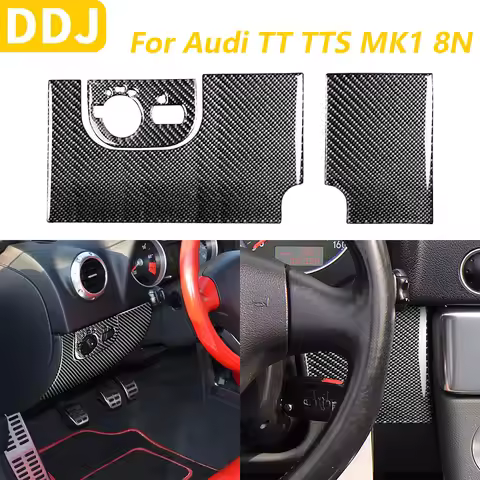 For Audi TT TTS MK1 8N 2001-2006 Carbon Fiber Main Driver's Dashboard Headlight Switch Panel Set Cov