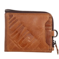 PI UNCLE Brand Leather Men's Wallet Short Zipper Change Certificate Bag Horizontal Folding Retro Wallet