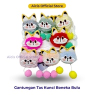 GANTUNGAN Cute Fur Cat Doll Keychain Bag Cat Keychain Accessories