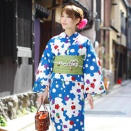 日本 和服 日本染色 梭織 女性 浴衣 腰封 2件組 F x63-5 yukata