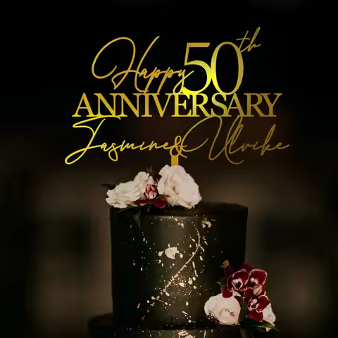 Personalized Wedding Anniversary Cake Topper Happy Anniversary Cake Topper 25th 30th 40th 50th Anniv