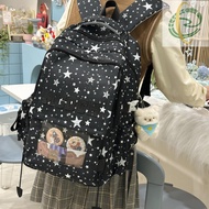 At0 Fresh College Style Rucksack for Women Large Capacity Portable Student School Bag Trendy Outdoor