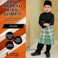 Baju Melayu Slimfit Kids Warna Black Hitam