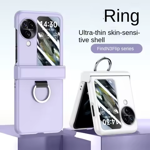 Candy Color Finger Ring Skin-friendly Hand Phone Case for OPPO FIND N3 FLIP Find N3 Flip Hard Slim C