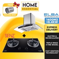 Elba 1400m3/h Cooker Hood EH-J9088 + 2 Burner Gas Hob SZ-GS388 RGH-ENYA2B-SS/RGH-VISTA2B-BL Boxline 