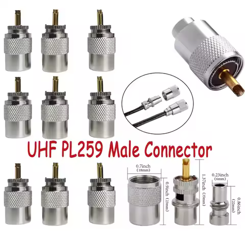 Mini UHF PL259 Male Adapter Easy to Use for RG8X RG59 RG8 Coaxial Cable
