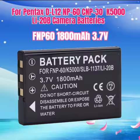 FNP60 1800mAh 3.7V for Pentax D-L12 NP-60 CNP-30 K5000 Li-20B Camera Batteries
