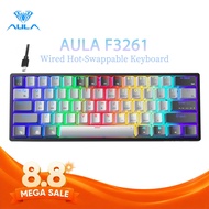 AULA F3261 61 Keys Wired Mechanical Keyboard RGB Hot Swappable Compact Gaming Keyboards LED Backlit 