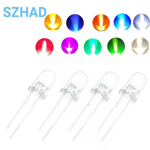 5MM Led White/Blue/Red/Yellow/Green/Pink/Purple Light Bulbs / 5MM White Colour LED Emitting Diode F5
