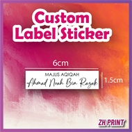 Sticker Label Nama / Sticker Doorgift (1.5cm x 6cm)