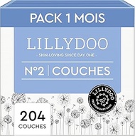 LILLYDOO Skin-friendly Baby Nappies - Size 2 (4-8 kg), Monthly Box (204 Pieces), Safe Leak Protectio