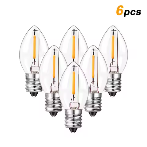 6Pack C7 Candelabra LED Light Bulbs 0.5W E12 E14 Chandelier Base 7W Incandescent Equivalent Vintage 