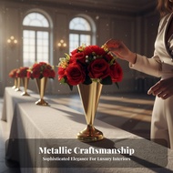 Wedding Aisle Flower Holder, Gold & Silver Metal Vase, Multi-Size Decor