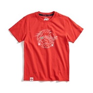 江戶勝 日系 富士山朱印和風小刺繡短袖T恤-男裝 (桔紅色) #上衣