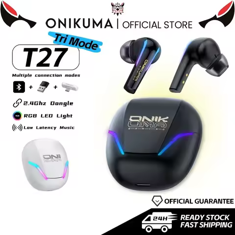 ONIKUMA T27 Wireless Earphones 2.4GHz Dual Mode Earbuds Low Latency Gaming Headset With Charging Box