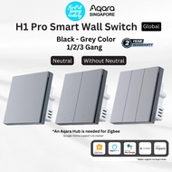 AQARA Smart Wall Switch H1 Pro Black - Grey (1/2/3 Gang), Support Apple HomeKit, Alexa, (Smart Light