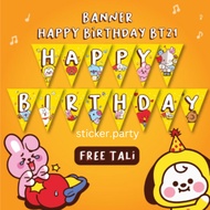 BANNER HAPPY BIRTHDAY BT21 BTS BIRTHDAY DECORATION TOPPER CAKE CHIMMY COOKY TATA HAPPY BIRTHDAY WRIT