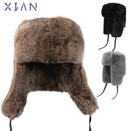 XIANSTORE Faux Rabbit Fur Hat, Thickened Ear Protection Fur Bomber Hat, Fashion Soft Winter Warm Win