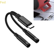 Fwd USB C To Double 3 5mm Sound Cable Headphone Female Cord Car Auxiliary Cable Type