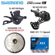 ☆Deore M5100 1x11 Speed derailleurs Groupset 11 speed right shift lever RD KMC CN Chain CS sunshine