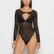 La Senza Lingerie After Hours Longsleeve Bodysuit in Tuxedo Black