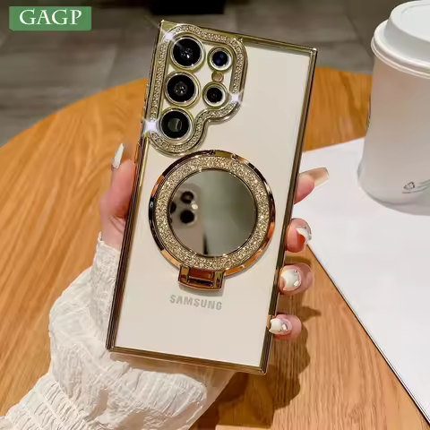 For Samsung S24 S25 Ultra Mirror Case for Magsafe for Samsung Galaxy S23 S22 Ultra Plus A16 A06 A55 