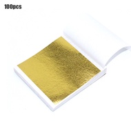 แผ่นฟอยล์สีทอง กินได้ สําหรับตกแต่งเค้ก สมุดภาพ DIY 100 ชิ้น