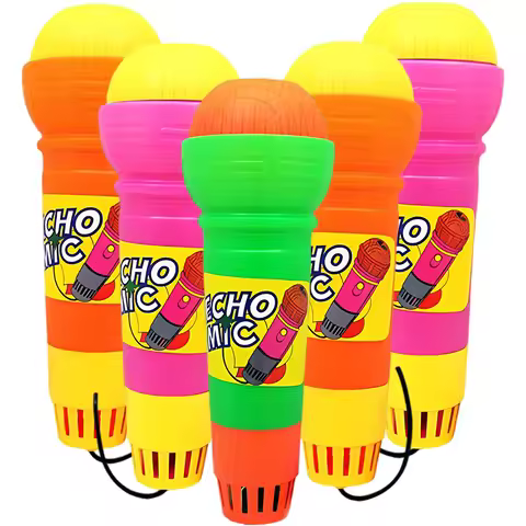 3pcs Plastic Echo Microphone Battery Free Acoustic Prop Sound Amplifier Handheld Circular Microphone