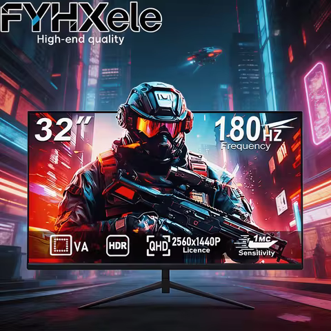 FYHXele 32" 2K Esports Displays Game Flat Monitor 2560x1440P Response Time 1ms 180HZ High refresh ra