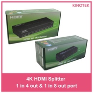 4K HDMI Splitter 1 In 4 Out / 1 In 8 Out For TV, Monitor, Projector, Gaming