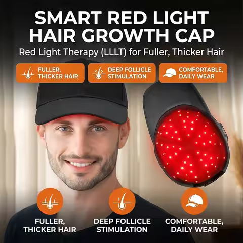 Smart LED Red Light Therapy Hair Cap 660nm Red 850nm Infrared USB Rechargeable Scalp Care Hat 3 Puls