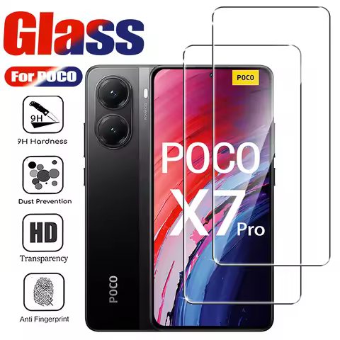 2Pcs Tempered Glass For POCO X7 X6 X5 X4 Pro Screen Protector on Xiaomi POCO X3 GT Glass X6 Neo 5G P