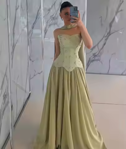 Contessa Dubai Customized Evening dresses A-line prom party dress 2025 Luxury Strapless Prom Gowns