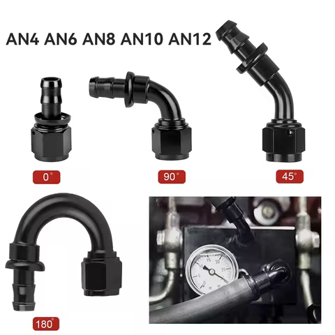 Black Car Modification AN4/AN6/AN8/AN10/AN12 0° 45° 90° 180° Connector Fuel Oil Cooling Adapter Conn