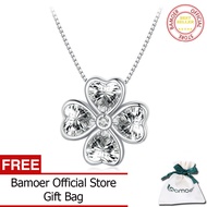 BAMOER 925เงินสเตอร์ลิง Zircon ปูสี่ใบโคลเวอร์สร้อยคอสำหรับแฟชั่นสำหรับผู้หญิงเครื่องประดับ BSN334
