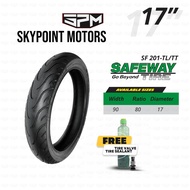 SAFEWAY (SF-201) MOTORCYCLE TUBELESS TIRES 17" - 90/80-17 - WITH FREE SEALANT & PITO (9315)