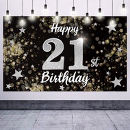 5x3ft Happy 21st Birthday Photography Backdrop 21st Black & Silver Dream Star Birthday Banner Backdr