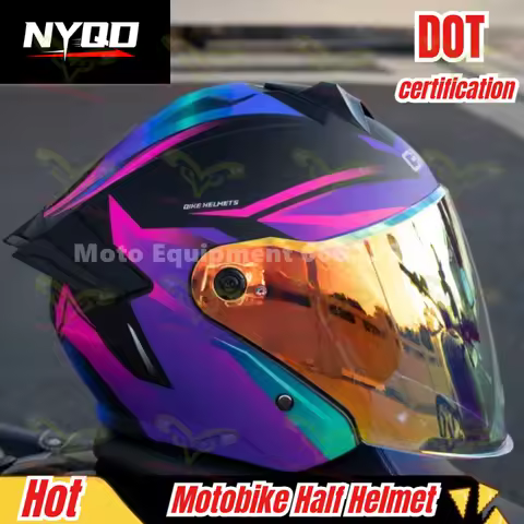 Qike Motorcycle Helmet Double Lens Helmets Motobike Half Helmet Four Seasons Men Women Cascos Moto c