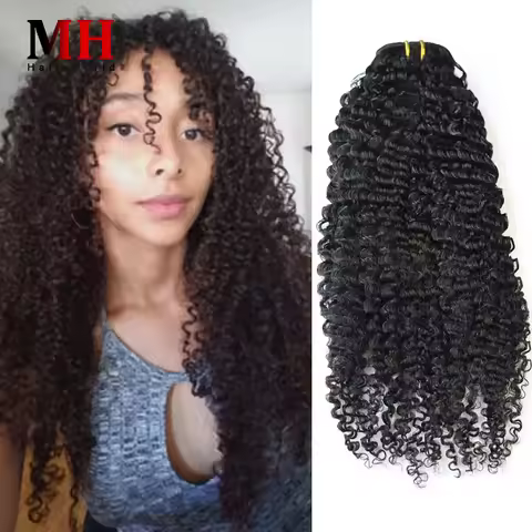 12A Quality 3B 4C Kinky Jerry Curl Human Hair 1 Bundle Double Drawn Weave 100% Unprocessed Brazilian
