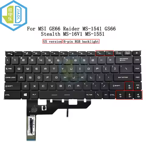 US English Laptop RGB Backlit Keyboards For MSI GP66 Stealth GS66 MSI GE66 Raider MS-1541 GS66 Steal