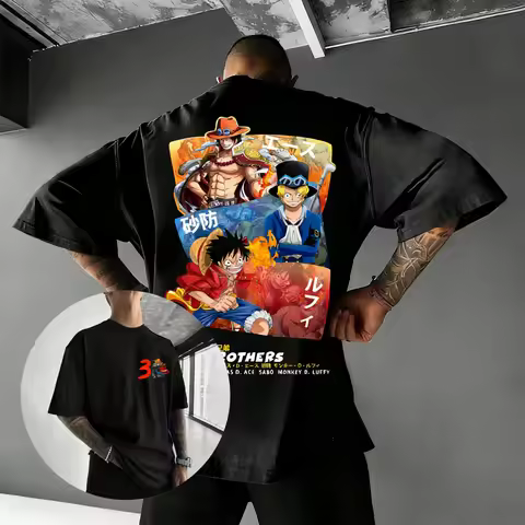 One Piece Luffy Ace Sabo 3 Brothers Anime T Shirt Men Women Cotton Short Sleeve Graphic Tee Streetwe