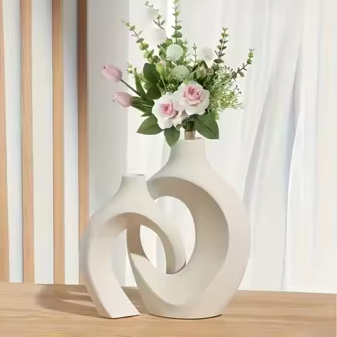 Latest Models Hollow Nordic Modern Vase Set Of 2 For Modern Home Decoration Plastic Hollow Flower Va