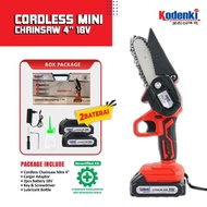 Mini cordless chainsaw 4" 2 baterai  Chainsaw gergaji rantai elektrik mini 4" senso mesin potong kay